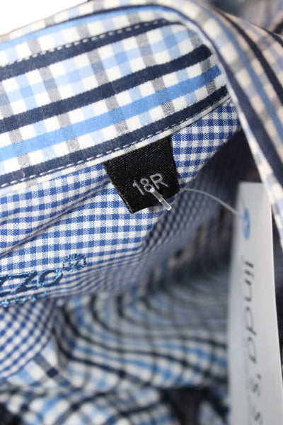 Ragazzo Uomo Mens Button-Down Check Cotton Shirt Blue Long Sleeve Size 1X
