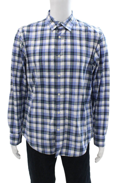 Banana Republic Men Button-Down Plaid Cotton Collared Long Sleeve Shirt Size M
