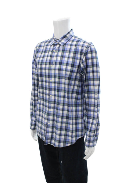 Banana Republic Men Button-Down Plaid Cotton Collared Long Sleeve Shirt Size M