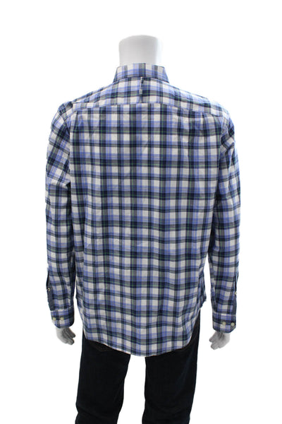 Banana Republic Men Button-Down Plaid Cotton Collared Long Sleeve Shirt Size M