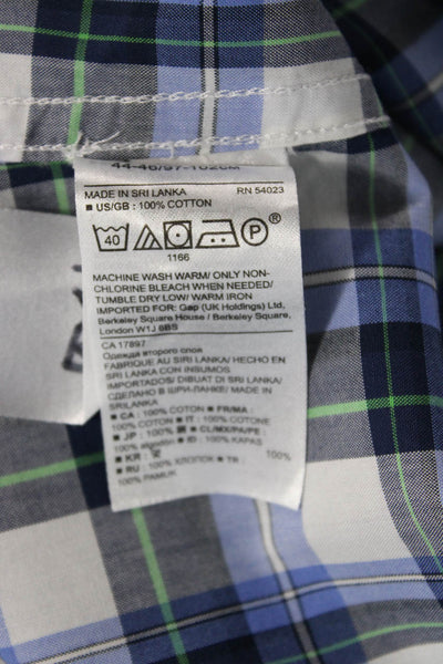 Banana Republic Men Button-Down Plaid Cotton Collared Long Sleeve Shirt Size M