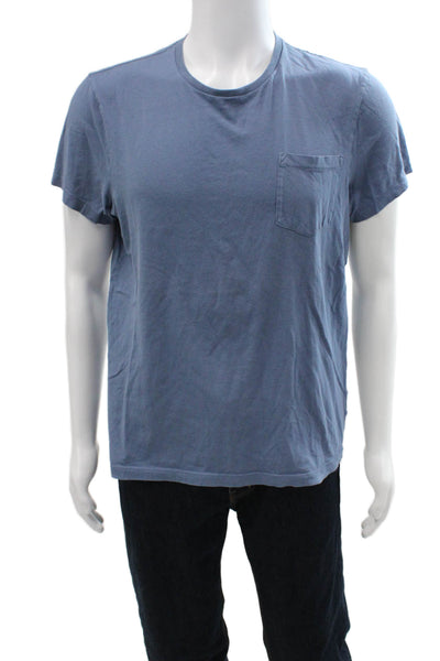 J Crew Mens Basic Short Sleeve Solid Blue 100% Cotton Round Neck T-Shirt Size L