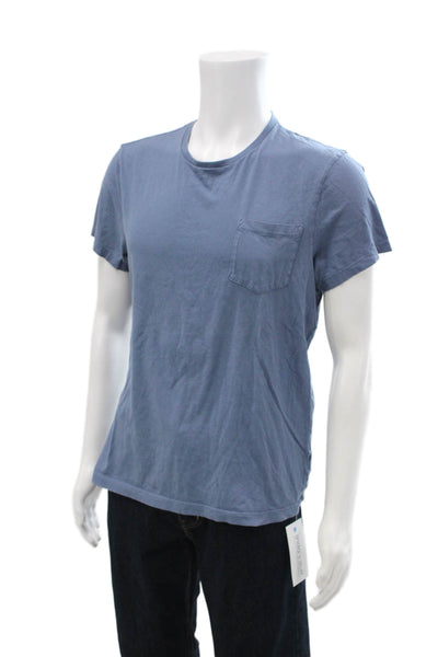 J Crew Mens Basic Short Sleeve Solid Blue 100% Cotton Round Neck T-Shirt Size L