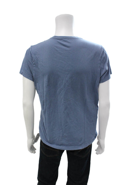 J Crew Mens Basic Short Sleeve Solid Blue 100% Cotton Round Neck T-Shirt Size L