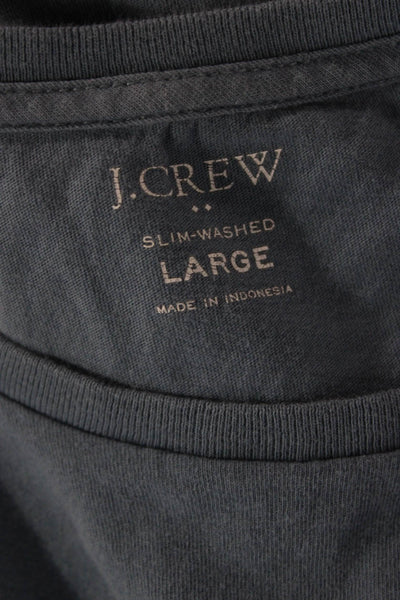 J Crew Mens Basic Short Sleeve Solid Blue 100% Cotton Round Neck T-Shirt Size L