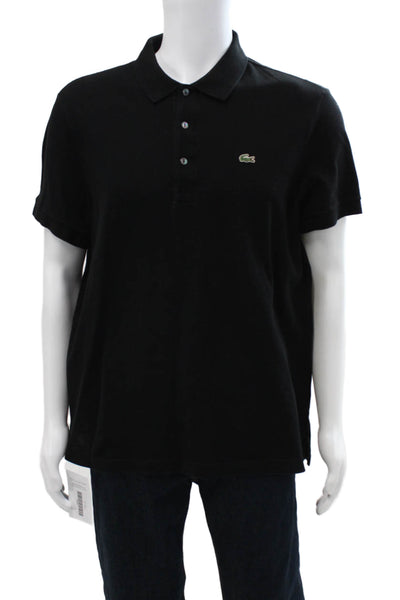 Lacoste Mens Black Polo Short Sleeve Collared 100% Cotton Solid Designer Size 7