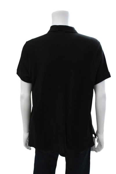 Lacoste Mens Black Polo Short Sleeve Collared 100% Cotton Solid Designer Size 7