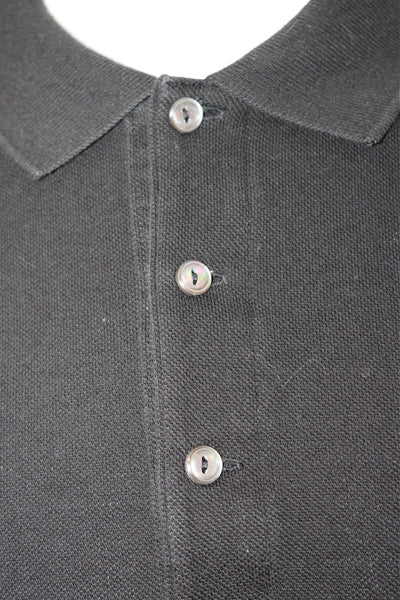 Lacoste Mens Black Polo Short Sleeve Collared 100% Cotton Solid Designer Size 7