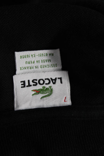 Lacoste Mens Black Polo Short Sleeve Collared 100% Cotton Solid Designer Size 7