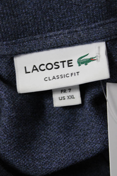 Lacoste Mens Cotton Collar Short Sleeve Polo Shirt Navy Size 2XL