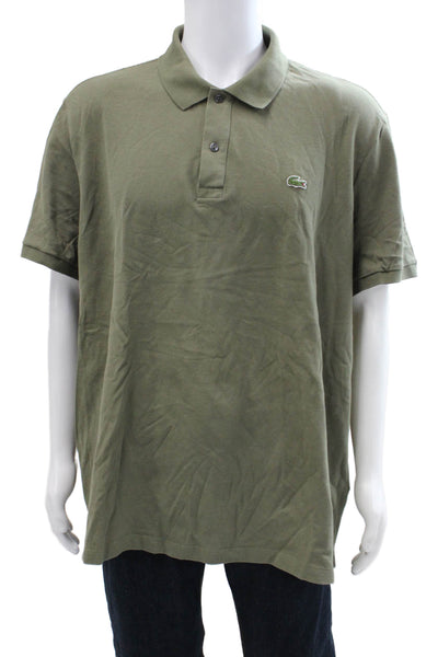 Lacoste Mens Cotton Collar Short Sleeve Polo Shirt Olive Green Size 4XL