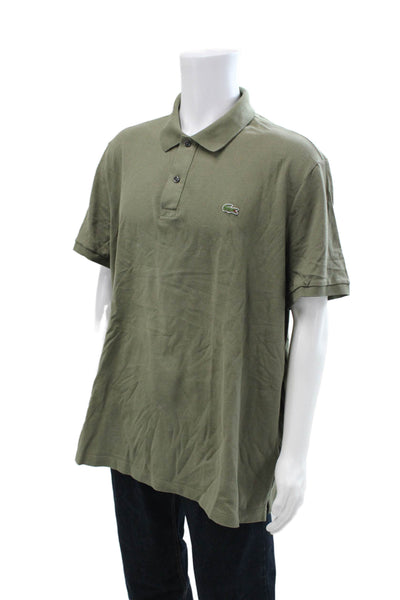 Lacoste Mens Cotton Collar Short Sleeve Polo Shirt Olive Green Size 4XL