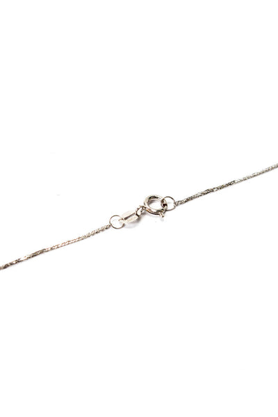Designer Womens 14K W Gold Sapphire+Diamond Halo Pendant + 18K Chain 18" 1.7g