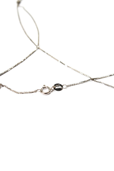 Designer Womens 14K W Gold Sapphire+Diamond Halo Pendant + 18K Chain 18" 1.7g
