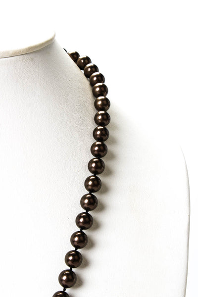 Designer Womens Gold Tone Orange Bakelite Bead Necklace 24"