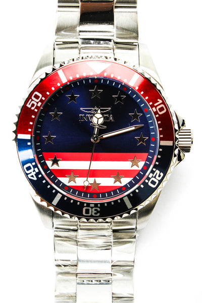 Invicta Mens Stainless Steel Pro Diver 48942 Stars and Stripes Quartz Watch 43mm