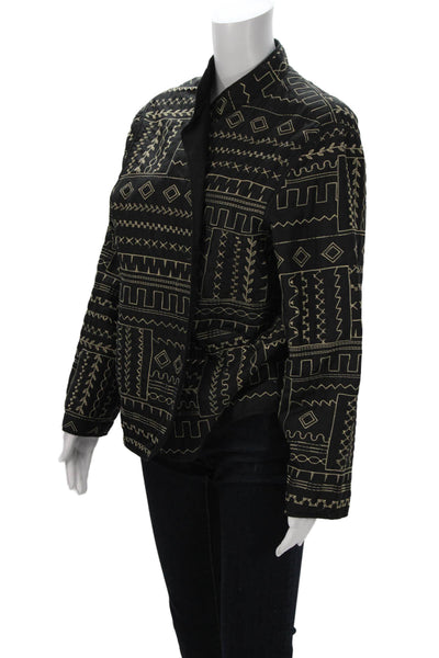 Alfred Dunner Womens Quilted  Jacket Black Mock Neck Tie Size 18P