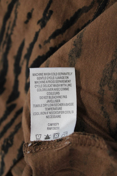 Pam & Gela Womens T-Shirt Brown Animal Print Cotton Size M