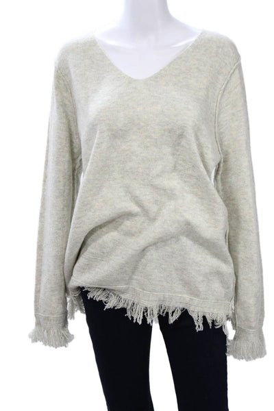 Olive and Oak Unisex Pullover Sweater Beige V Neck Long Sleeve Bohemian Size S