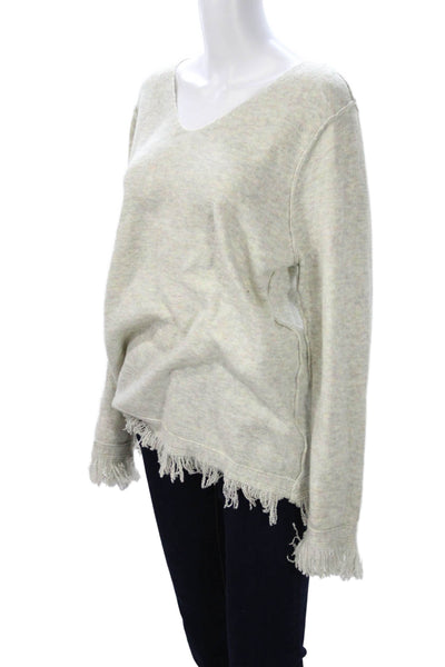 Olive and Oak Unisex Pullover Sweater Beige V Neck Long Sleeve Bohemian Size S