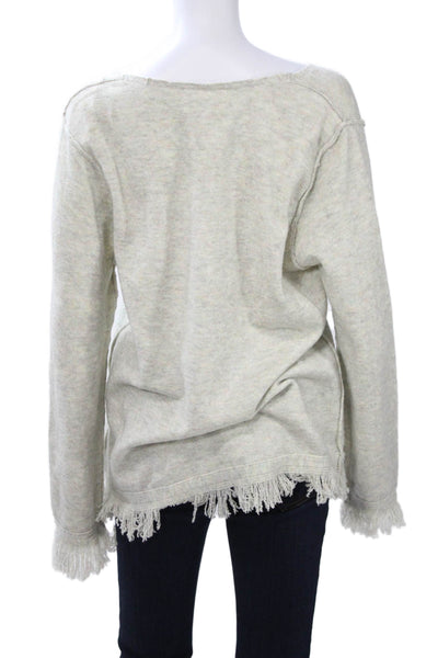 Olive and Oak Unisex Pullover Sweater Beige V Neck Long Sleeve Bohemian Size S