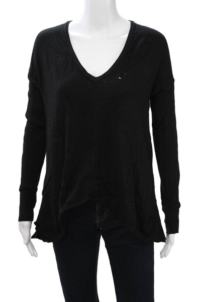 Central Park West Unisex Pullover V-Neck Sweater Black Long Sleeve Size XS
