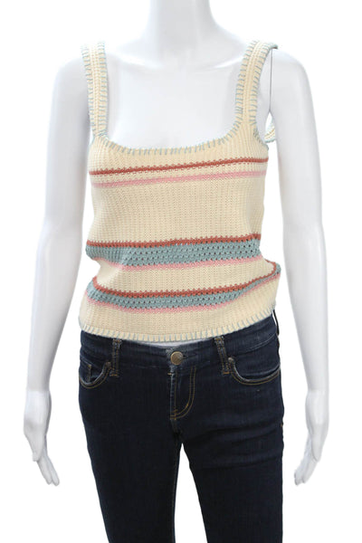 Rails Womens Camisole Beige Striped Square Neck Cotton Size S