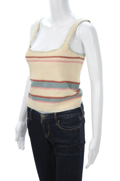 Rails Womens Camisole Beige Striped Square Neck Cotton Size S