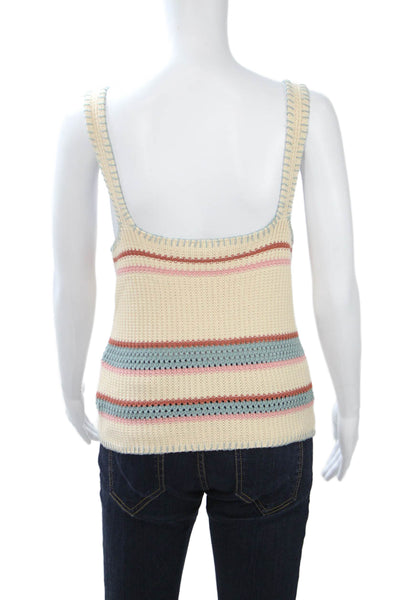 Rails Womens Camisole Beige Striped Square Neck Cotton Size S
