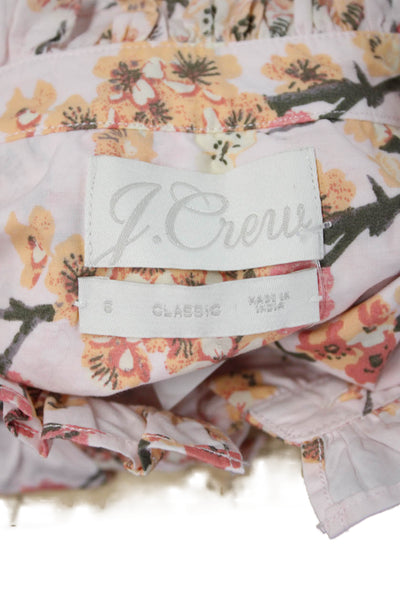 J Crew Womens Floral High Neck Button Up Cotton Long Sleeve Blouse Size S