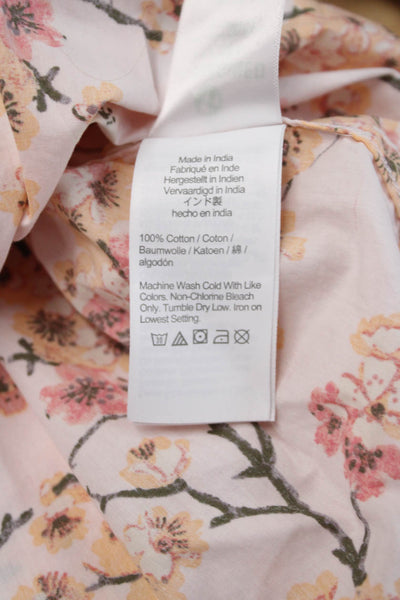 J Crew Womens Floral High Neck Button Up Cotton Long Sleeve Blouse Size S