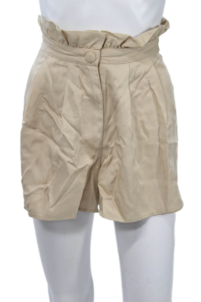 Lovers + Friends Unisex Chino Shorts Beige Tencel Button Closure Size M
