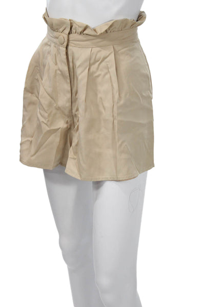 Lovers + Friends Unisex Chino Shorts Beige Tencel Button Closure Size M