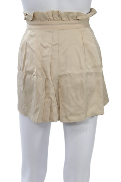 Lovers + Friends Unisex Chino Shorts Beige Tencel Button Closure Size M
