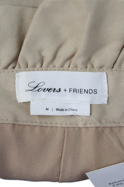 Lovers + Friends Unisex Chino Shorts Beige Tencel Button Closure Size M
