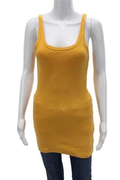 Ksubi Women Camisole Yellow Square Neck Cotton Blend Sleeveless Size S