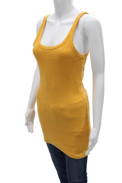 Ksubi Women Camisole Yellow Square Neck Cotton Blend Sleeveless Size S