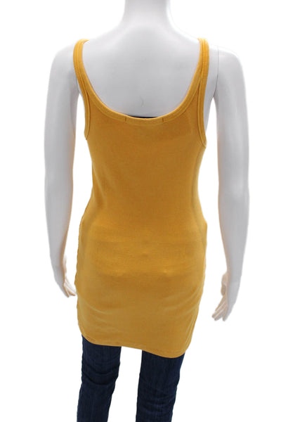 Ksubi Women Camisole Yellow Square Neck Cotton Blend Sleeveless Size S