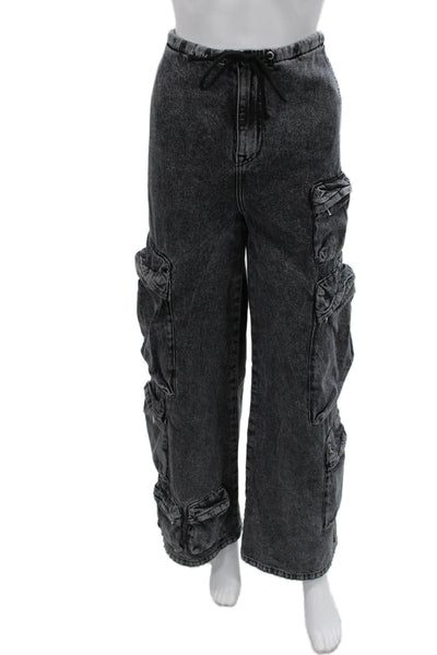 Grlfrnd Unisex Cargo Pants Dark Gray Drawstring High Rise 31in Size S