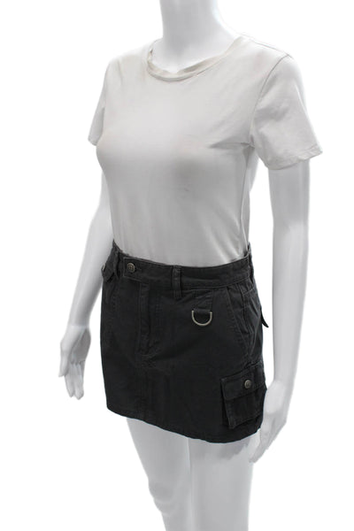 Ksubi Womens Cargo Mini Skirt Dark Gray 100% Cotton Size 24