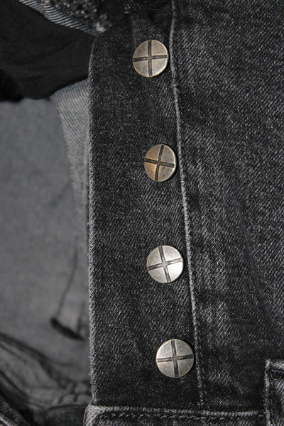 Ksubi Unisex Skinny Jeans Dark Gray High Rise Graphic Print Size 23