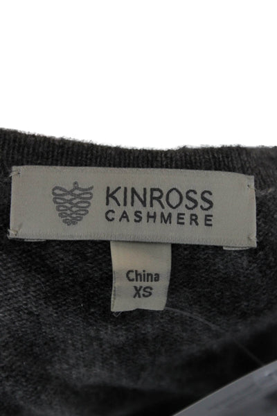 Kinross Cashmere Unisex Black Leopard Zip Cardigan Size XS