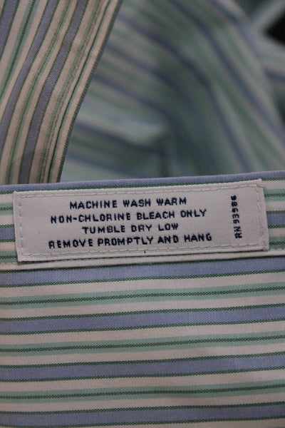 Brooks Brothers Women Light Blue Striped Button-Up Shirt Size 2P