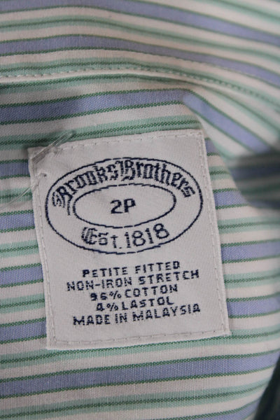 Brooks Brothers Women Light Blue Striped Button-Up Shirt Size 2P