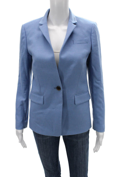 J Crew Unisex Light Blue Wool Blend Collared Button Blazer Size 4P