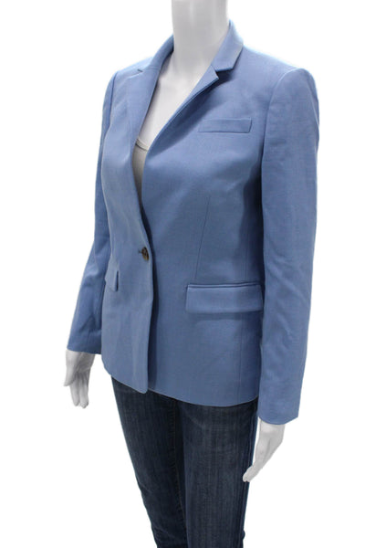 J Crew Unisex Light Blue Wool Blend Collared Button Blazer Size 4P