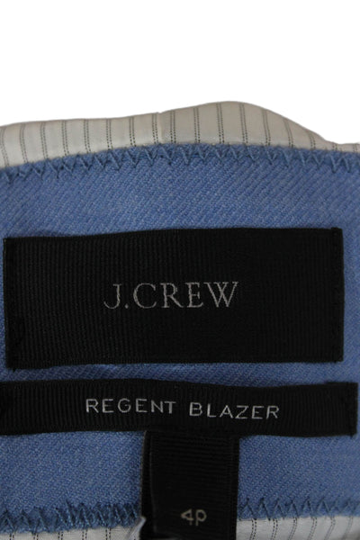 J Crew Unisex Light Blue Wool Blend Collared Button Blazer Size 4P