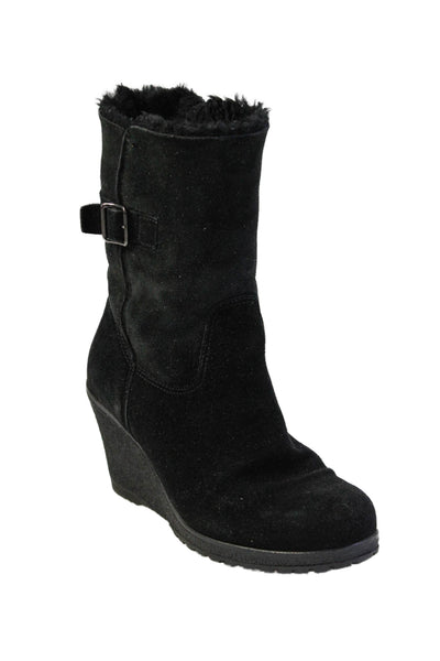 La Canadienne Womens Suede Platform Boots Black Size 7.5M
