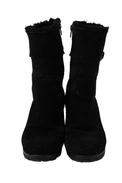 La Canadienne Womens Suede Platform Boots Black Size 7.5M