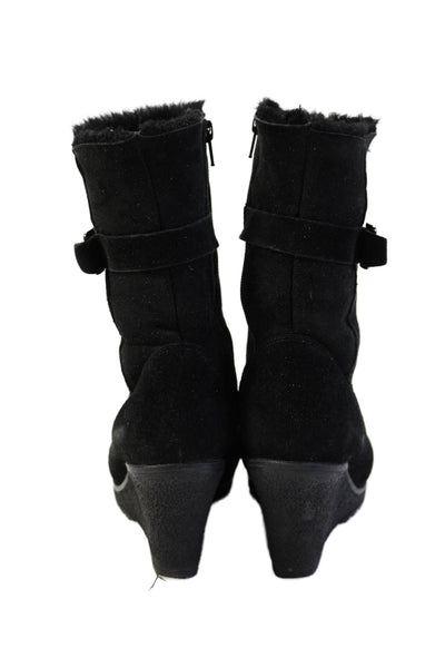 La Canadienne Womens Suede Platform Boots Black Size 7.5M